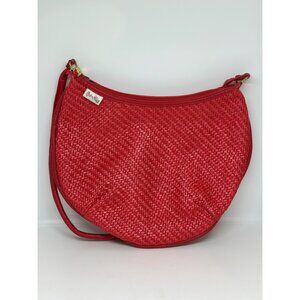 VTG Bob & Alice Women's Red Woven Shoulder Bag Gold Accents & Zipper Closure